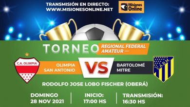 With live broadcast of Misiones Online, this Sunday Olimpia San Antonio and Miter will face